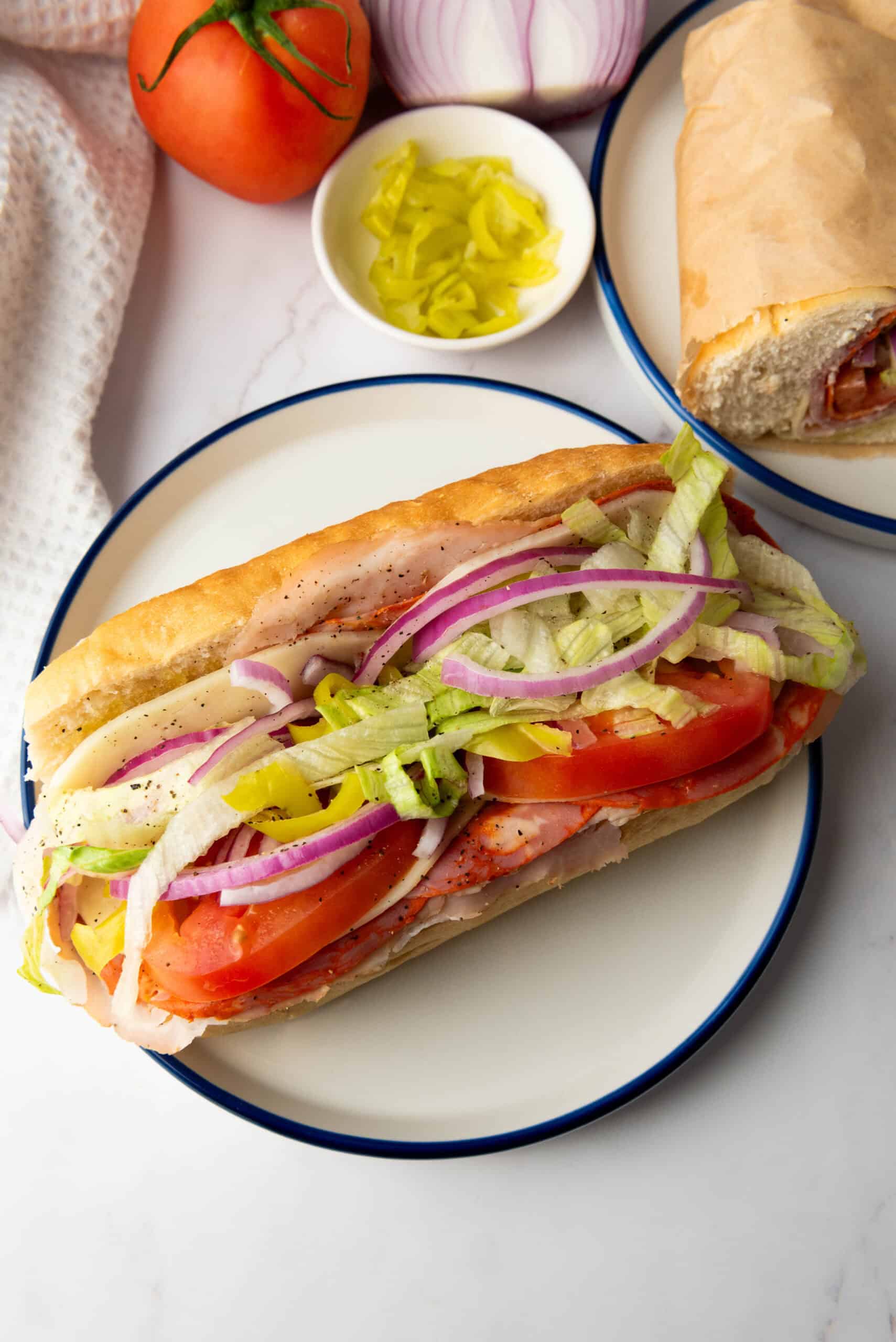 classic italian sub sandwich on plate