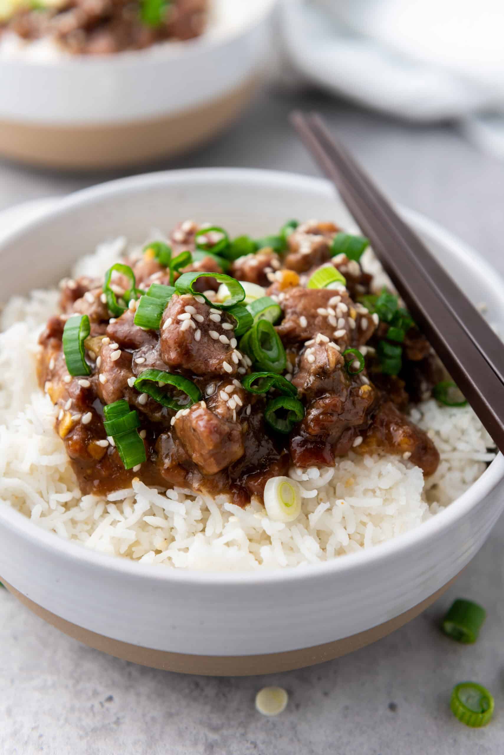 mongolian beef with green onions