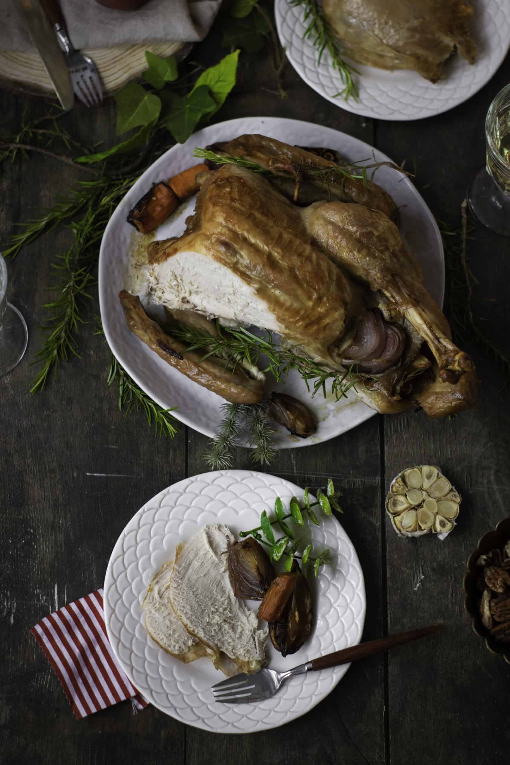 carved turkey on plate