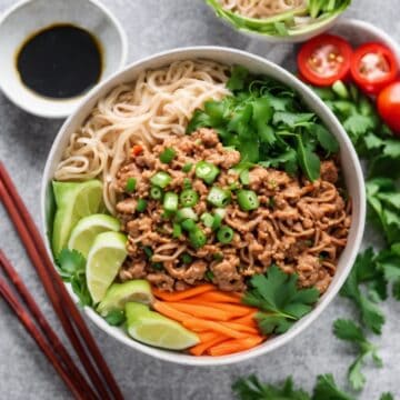 spicy asian turkey noodle bowl