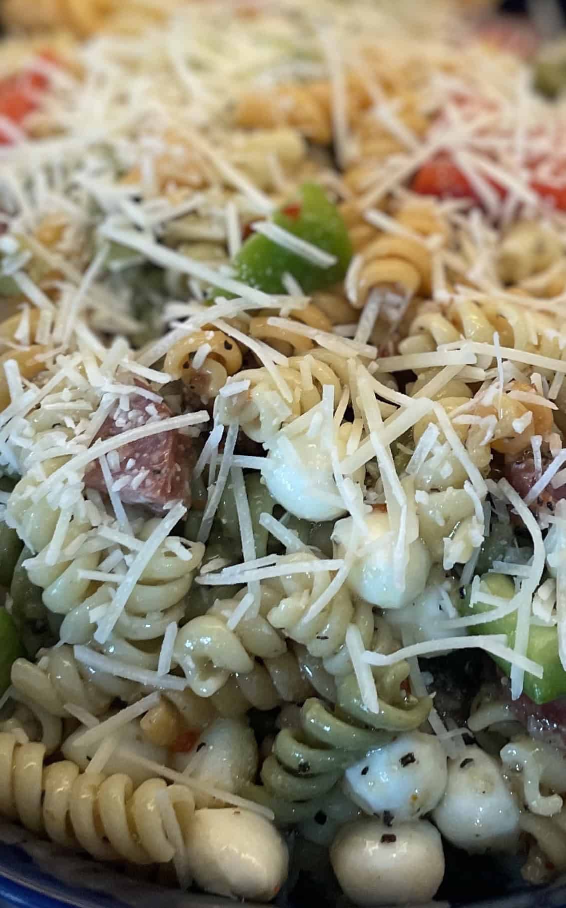 closeup of zesty italian pasta salad