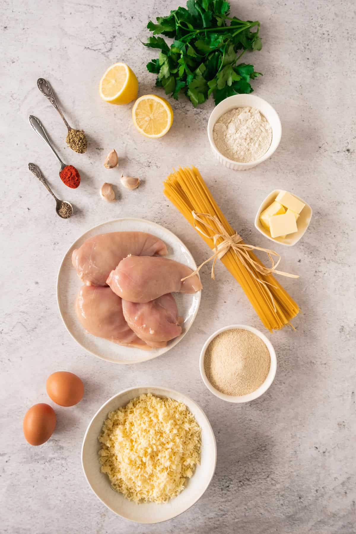 crispy chicken and spaghetti ingredients