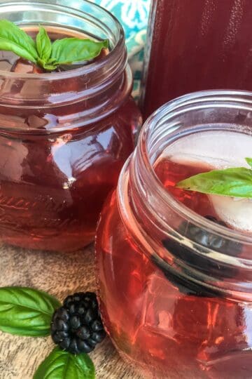 two glasses of instant pot blackberry iced tea