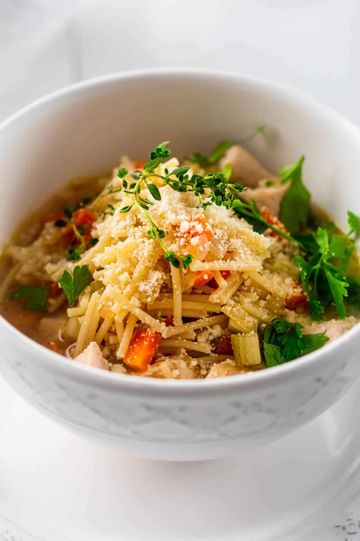 closeup of soup in bowl