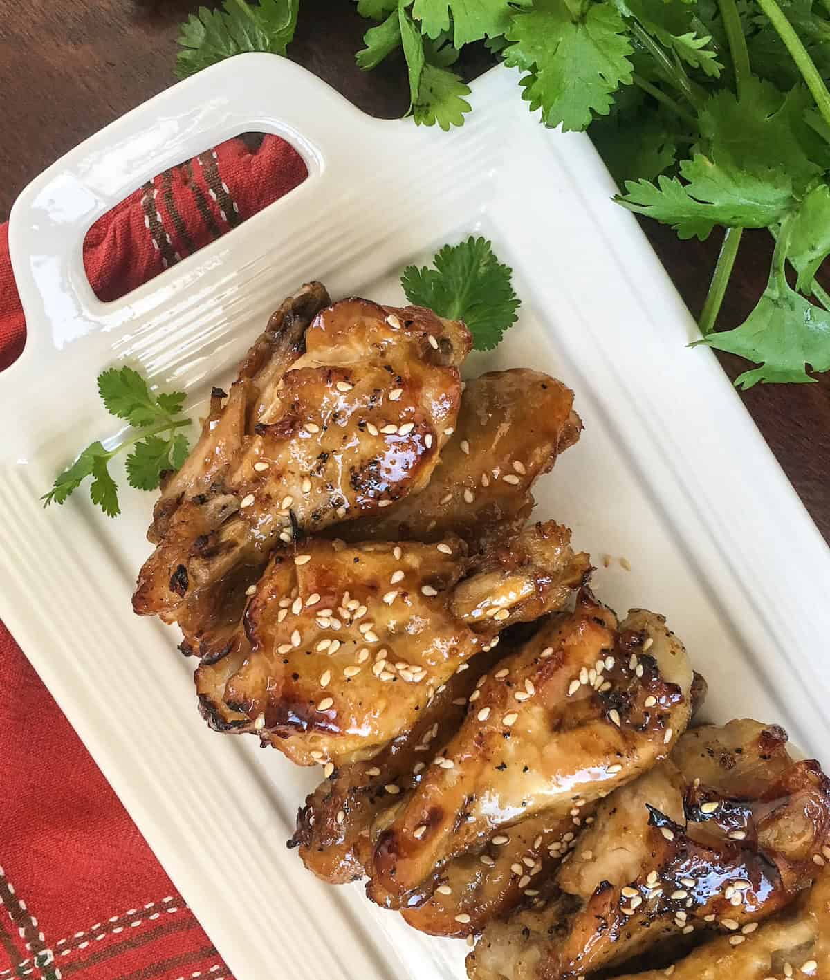 wings on white serving tray