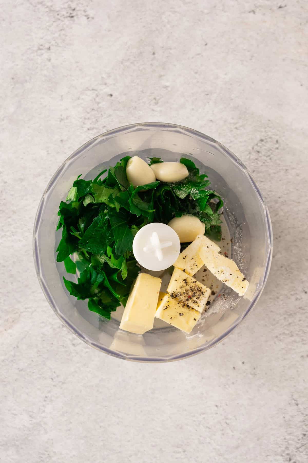 garlic butter and parsley in food processor