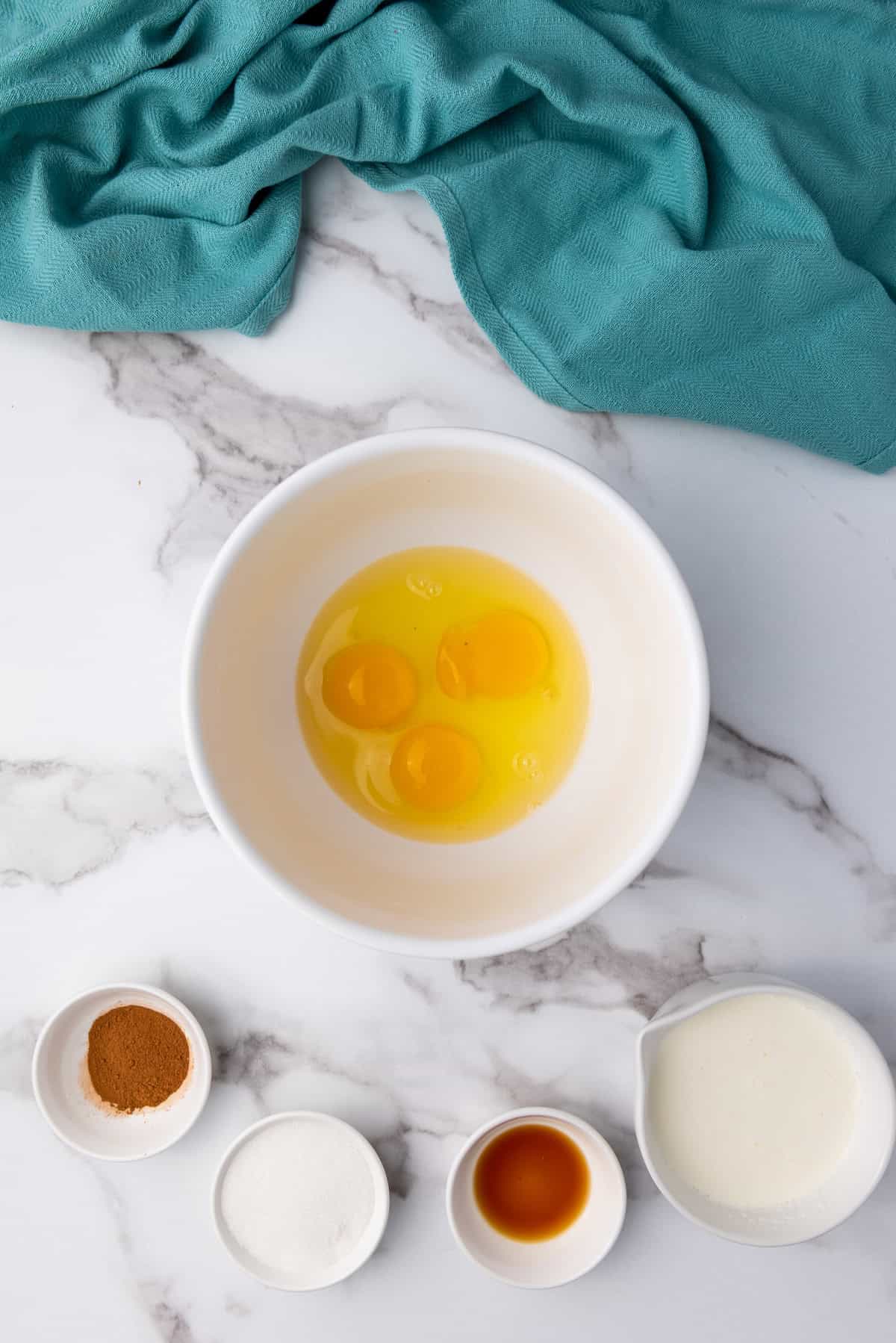 bowl of eggs and other ingredients