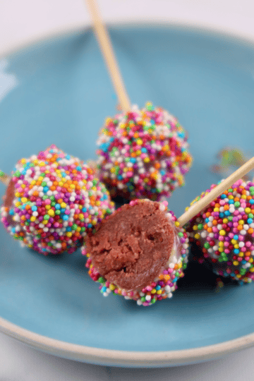 cake pops on blue plate