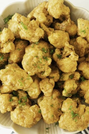 crispy cauliflower bites overhead