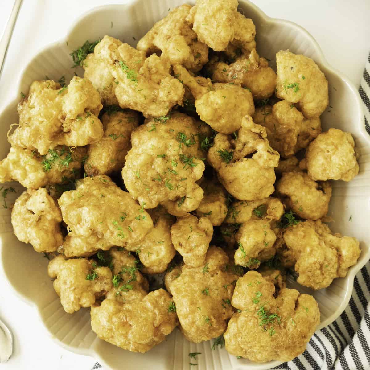 crispy cauliflower bites overhead