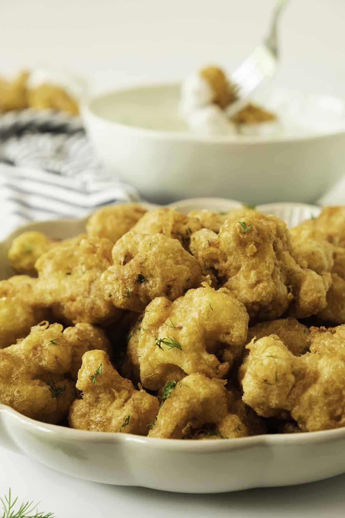 closeup of crispy cauliflower bites