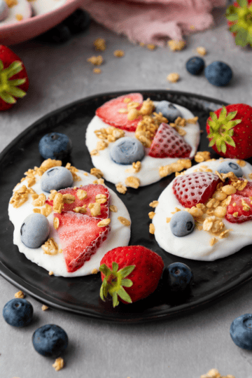 three frozen vanilla yogurt bites on plate