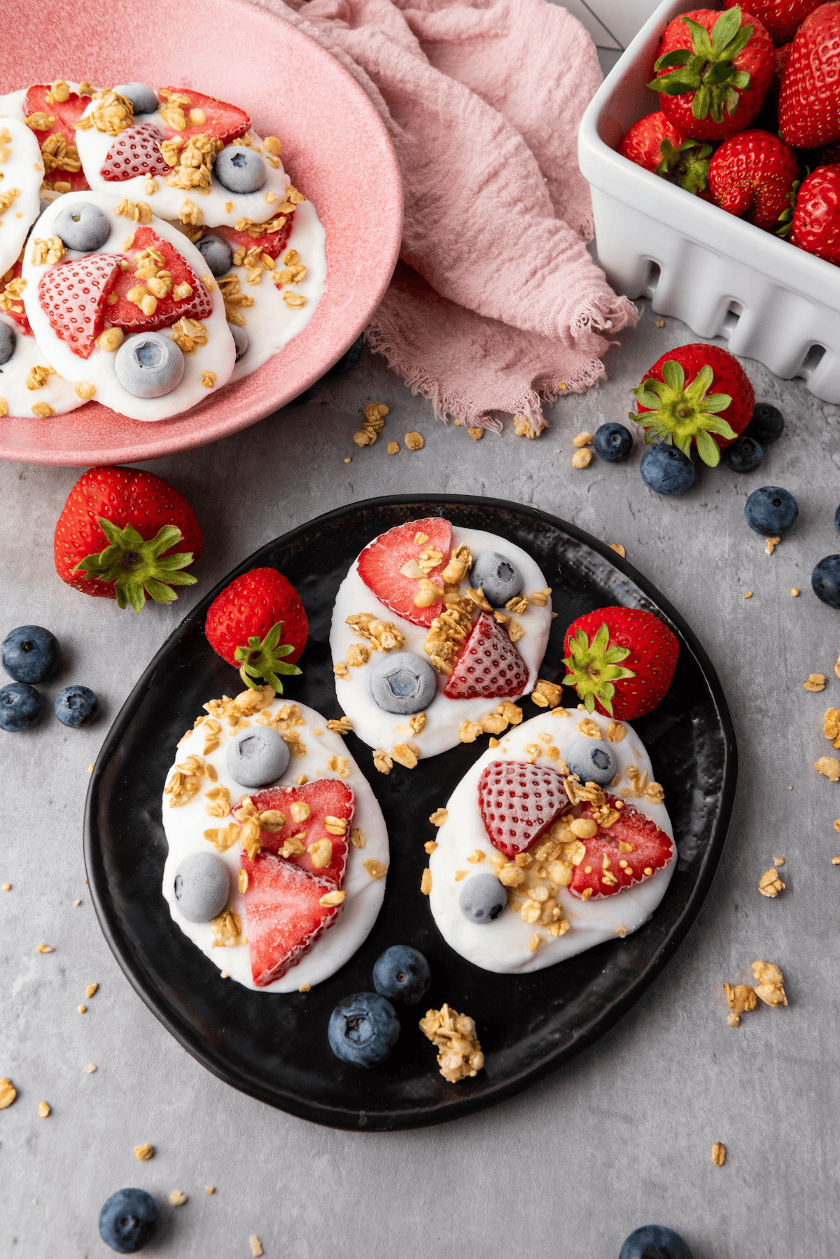 overhead view of frozen vanilla yogurt bites