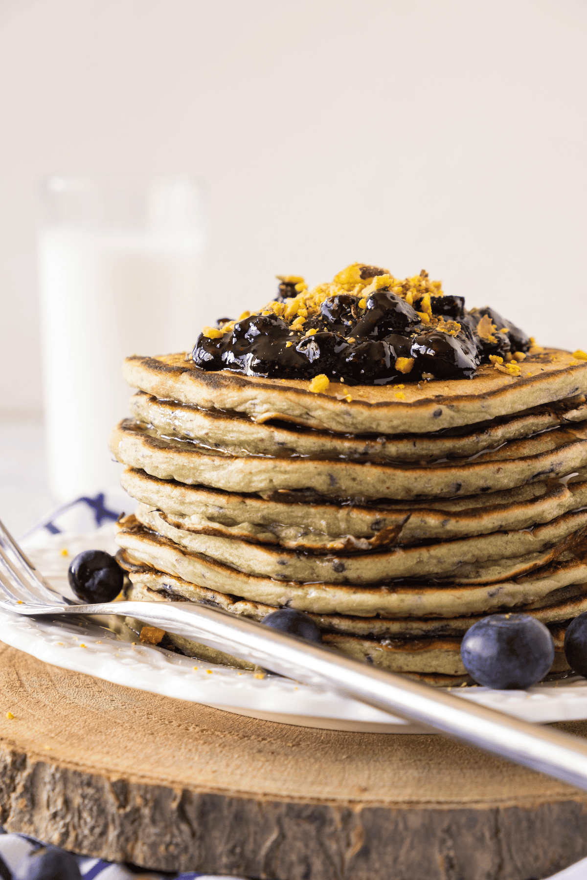 stack of gluten free blueberry pancakes