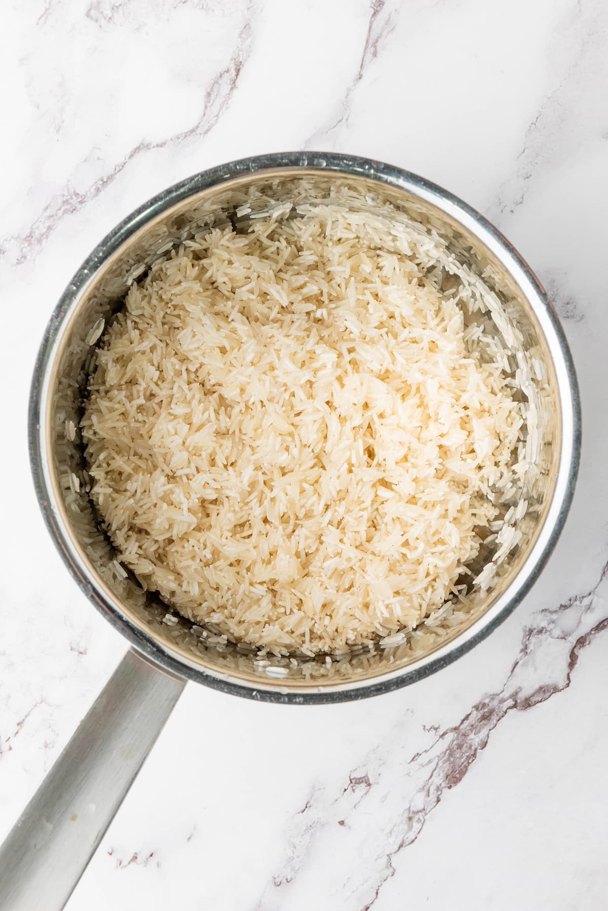 cooked rice in pan