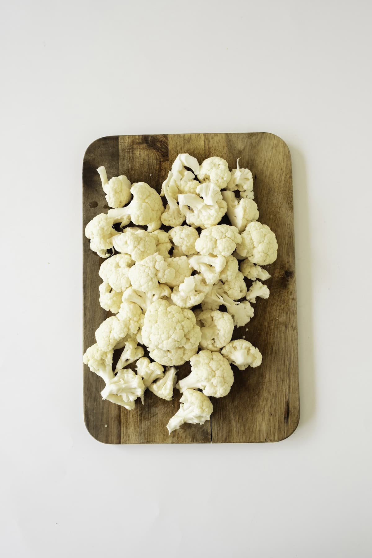 cauliflower bites on cutting board