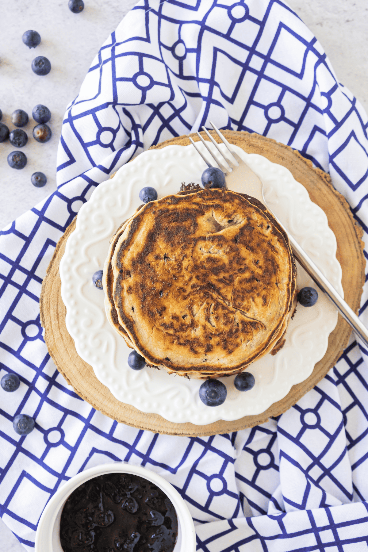 gluten free blueberry pancakes on plate