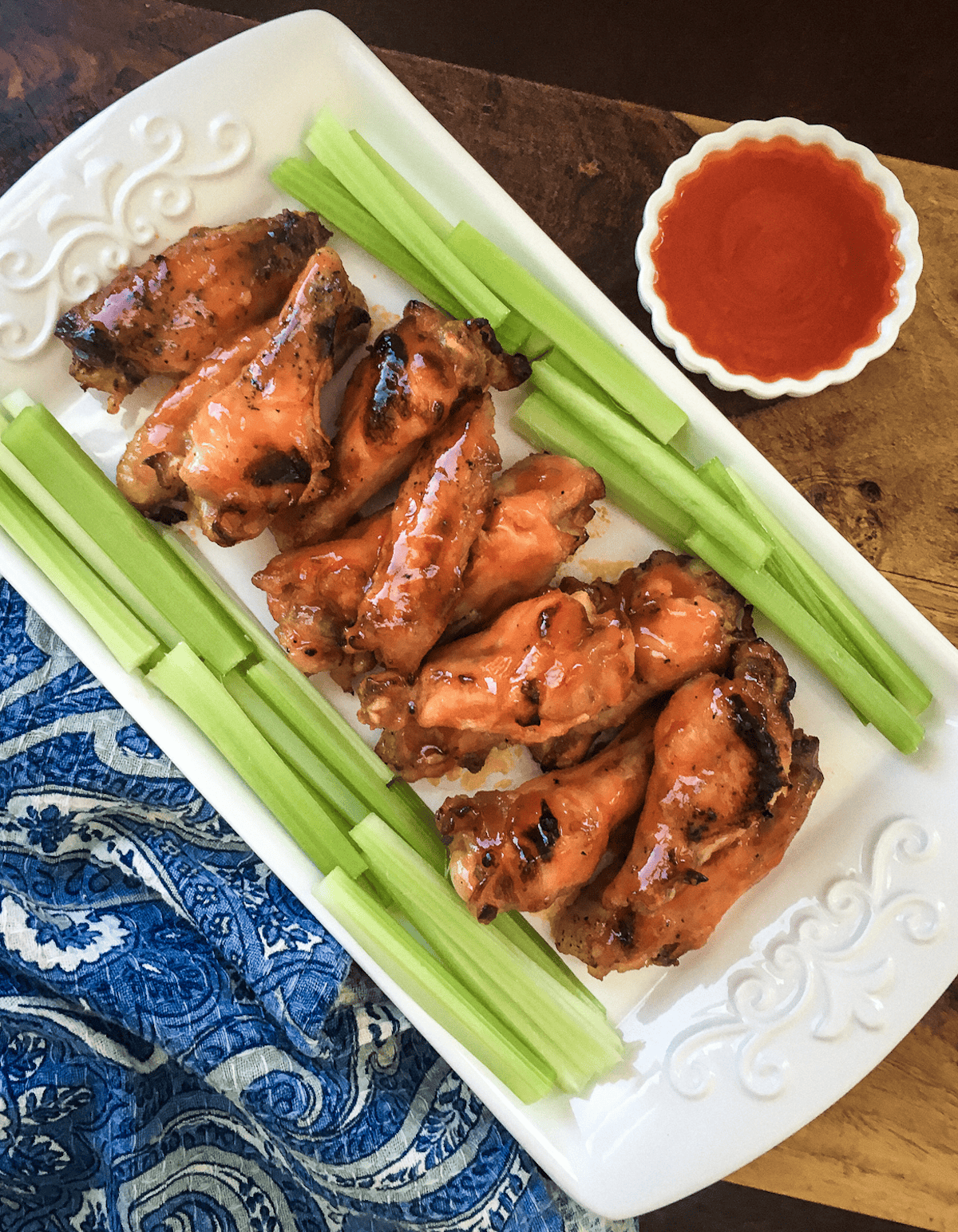 instant pot buffalo chicken wings with sauce overhead